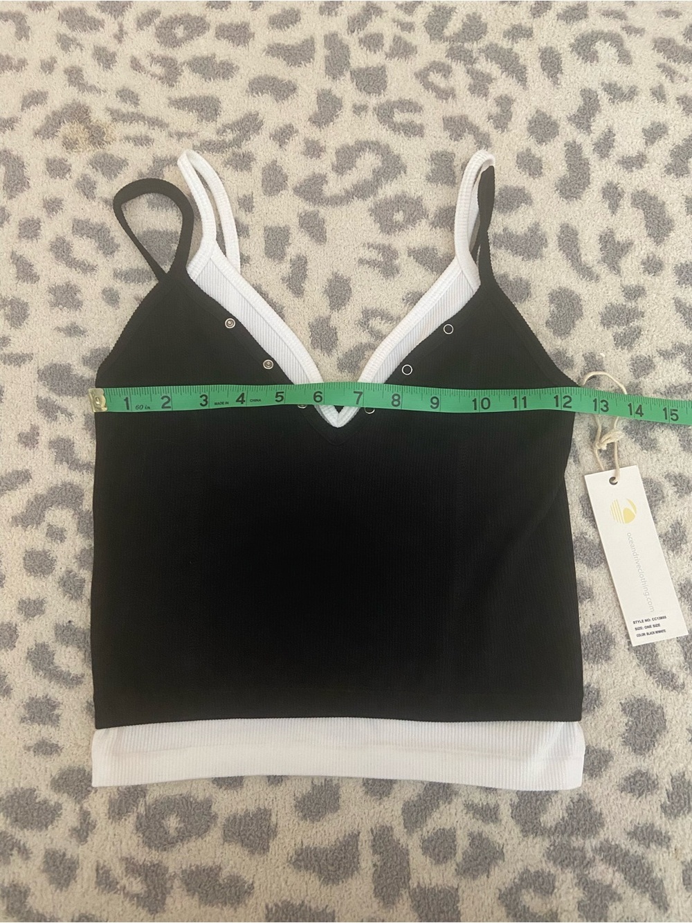 OCEAN DRIVE BLACK AND WHITE LAYERED HENLEY RANK TOP SIZE OS - Picture 8 of 8